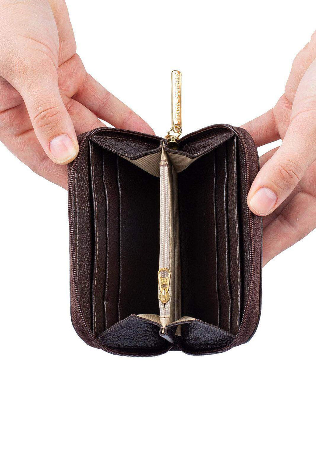 Carteira feminina de couro liso Kiara 10x13,5cm - Enluaze