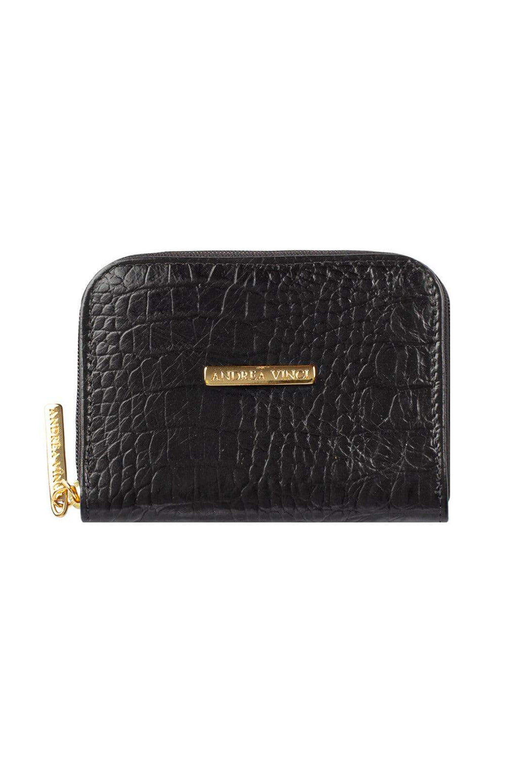 Carteira feminina de couro croco Kiara 10x13,5cm - Enluaze