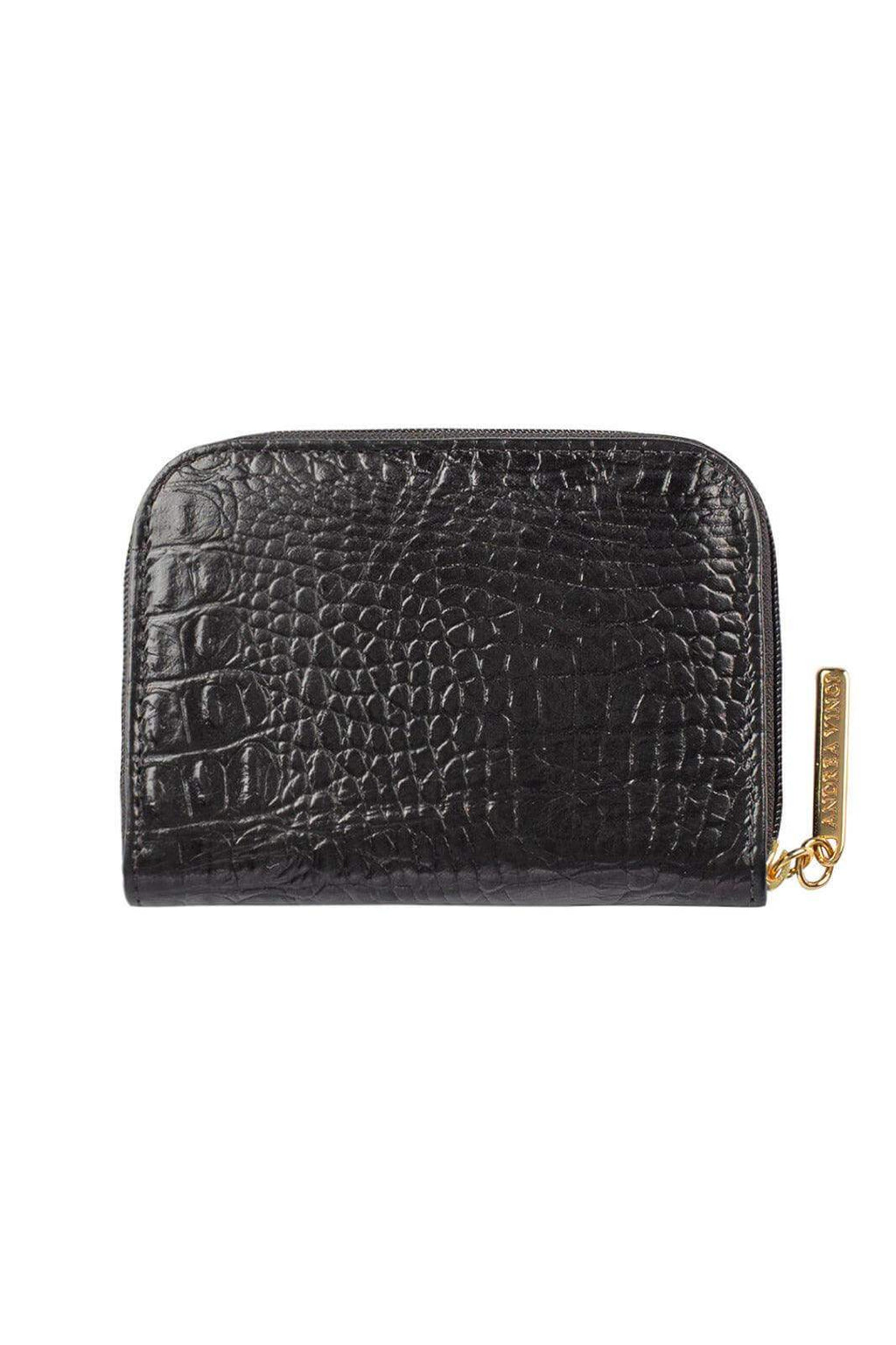 Carteira feminina de couro croco Kiara 10x13,5cm - Enluaze