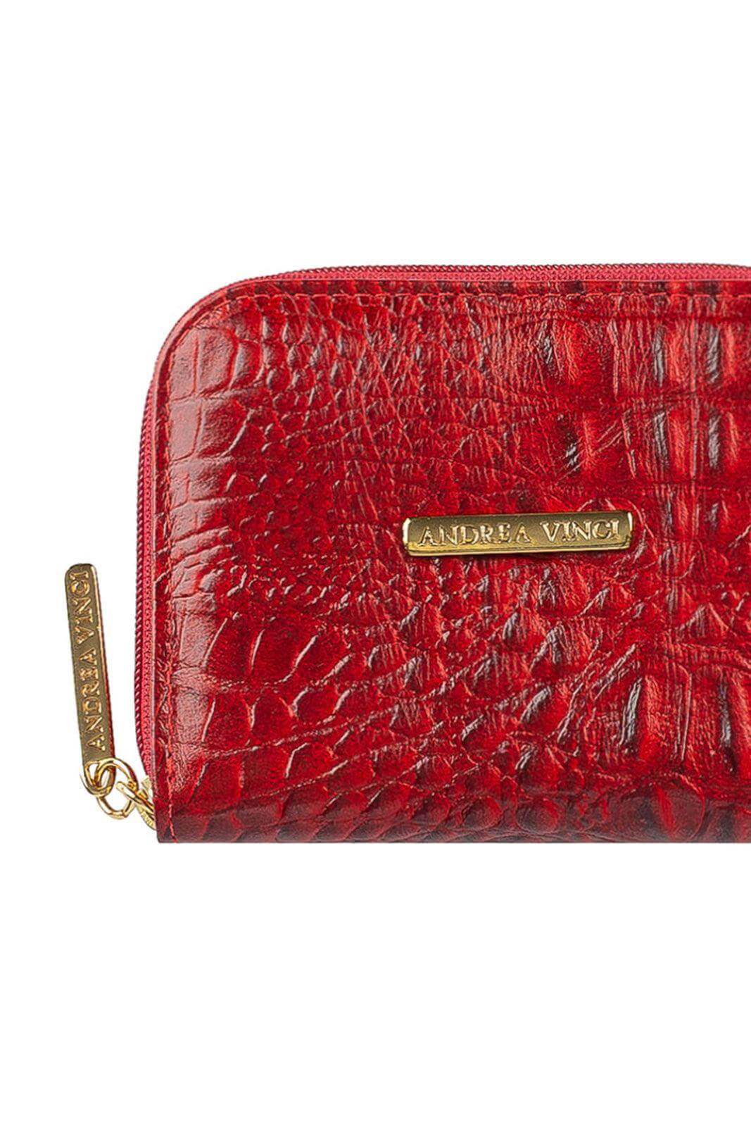 Carteira feminina de couro croco Kiara 10x13,5cm - Enluaze