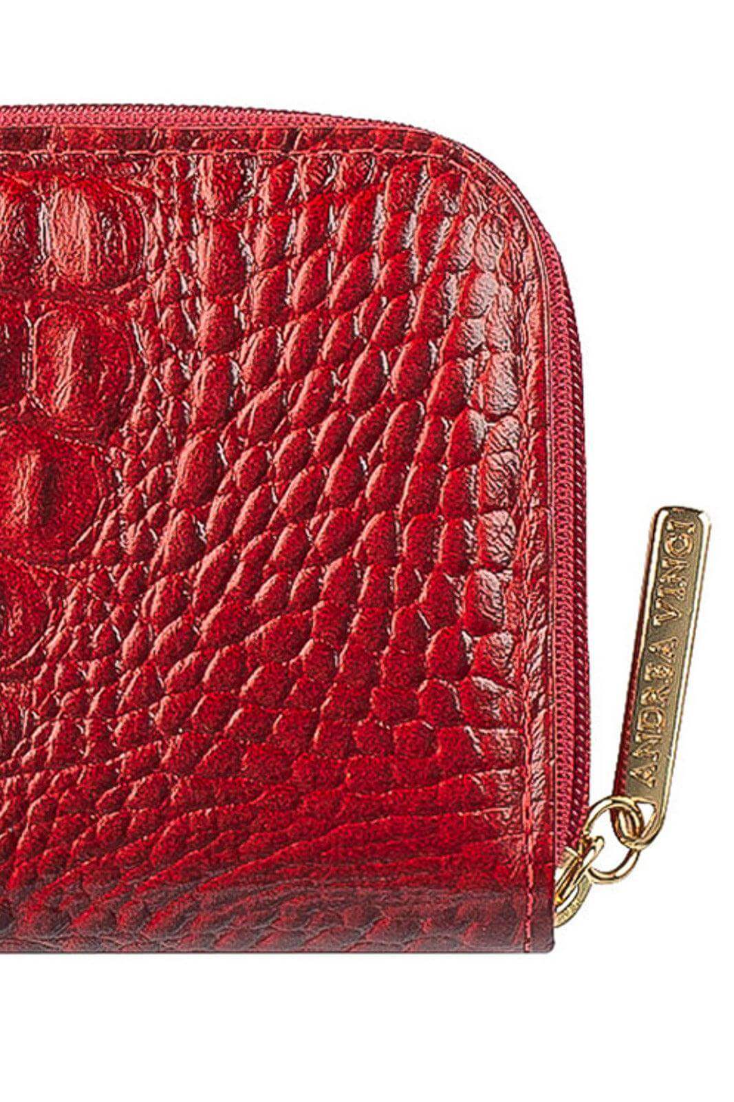 Carteira feminina de couro croco Kiara 10x13,5cm - Enluaze