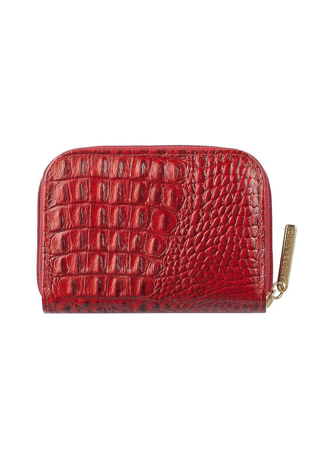 Carteira feminina de couro croco Kiara 10x13,5cm - Enluaze