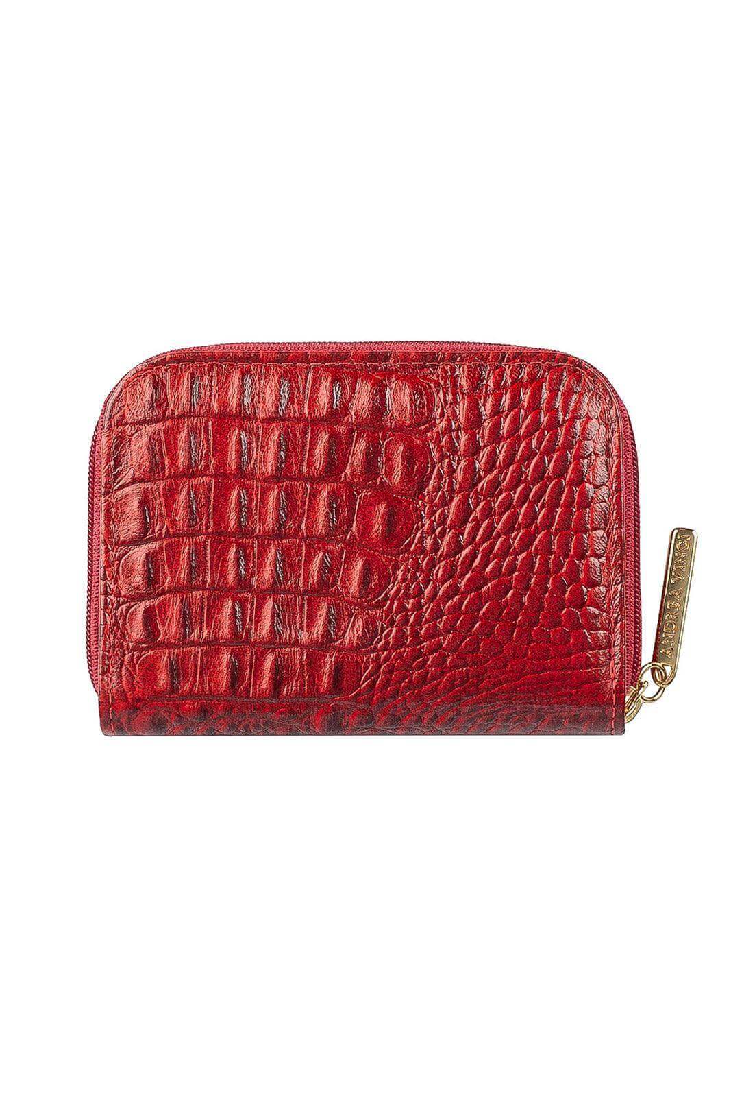 Carteira feminina de couro croco Kiara 10x13,5cm - Enluaze