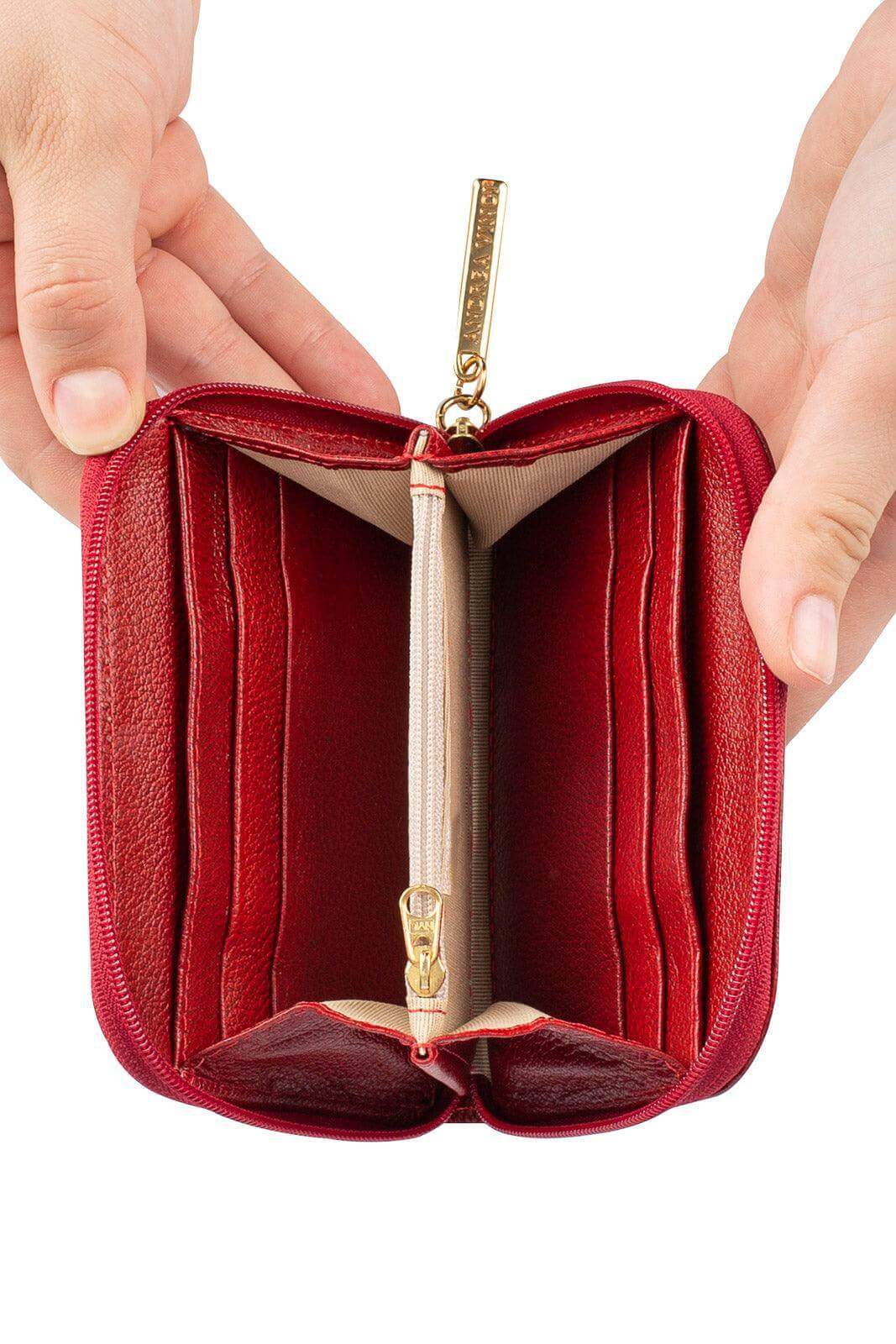 Carteira feminina de couro liso Kiara 10x13,5cm - Enluaze