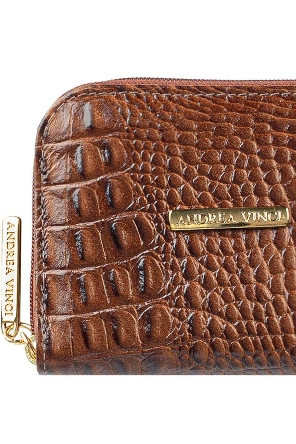 Carteira feminina de couro croco Kiara 10x13,5cm - Enluaze