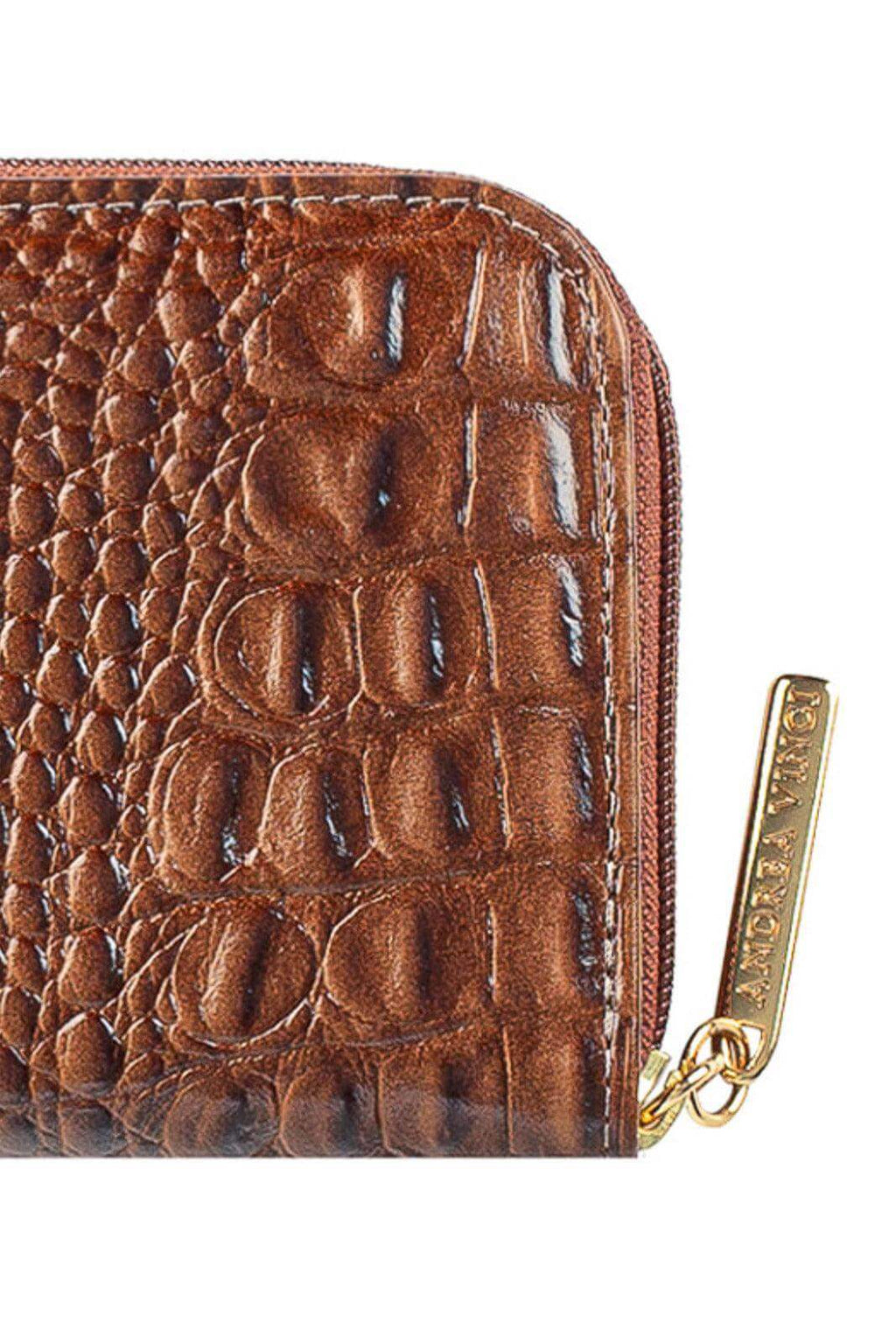 Carteira feminina de couro croco Kiara 10x13,5cm - Enluaze