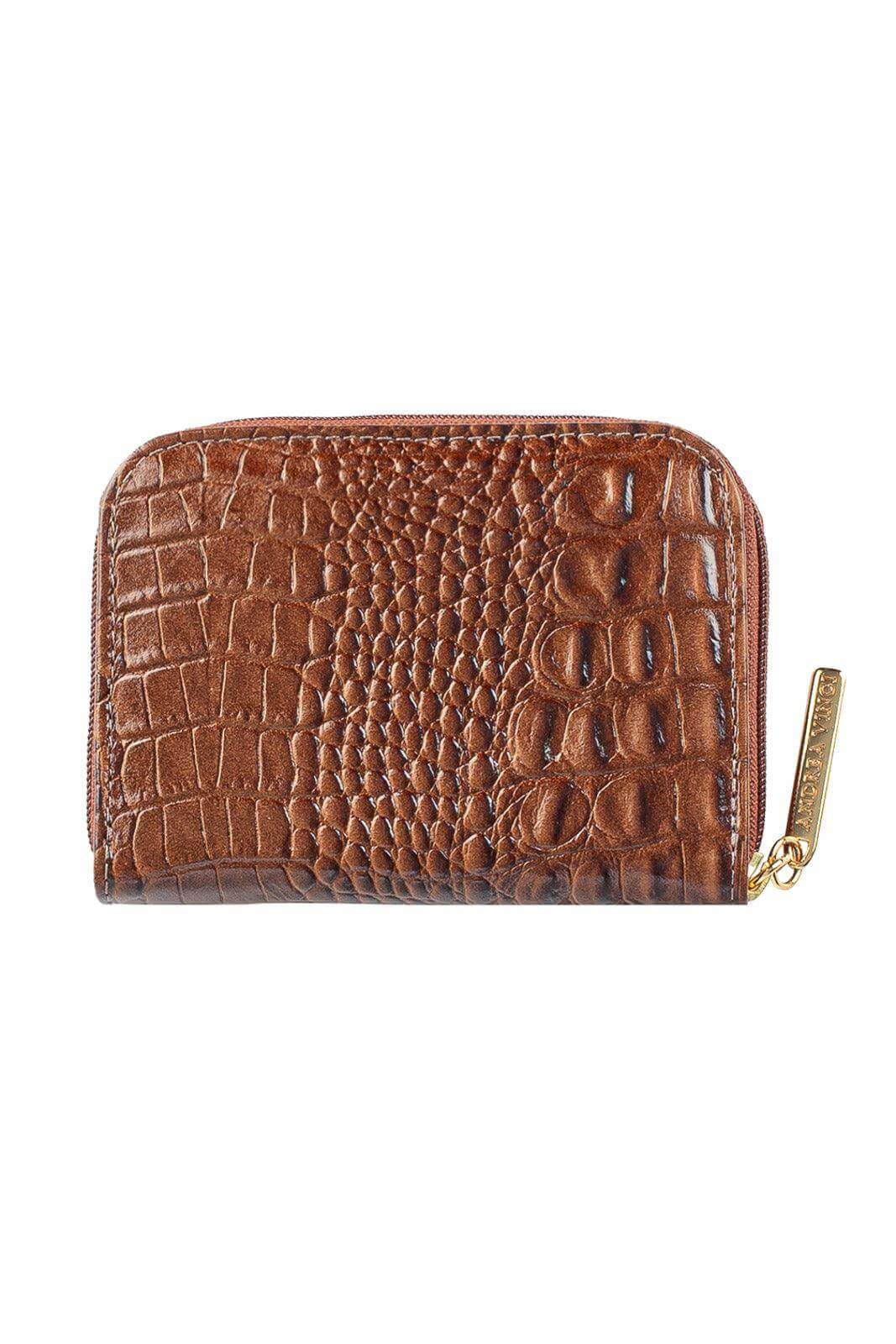 Carteira feminina de couro croco Kiara 10x13,5cm - Enluaze