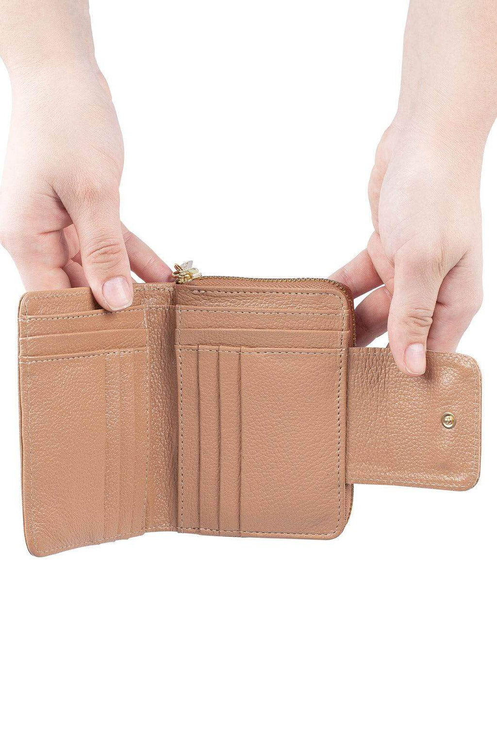 Carteira feminina de couro liso Lolla 10x13cm - Enluaze