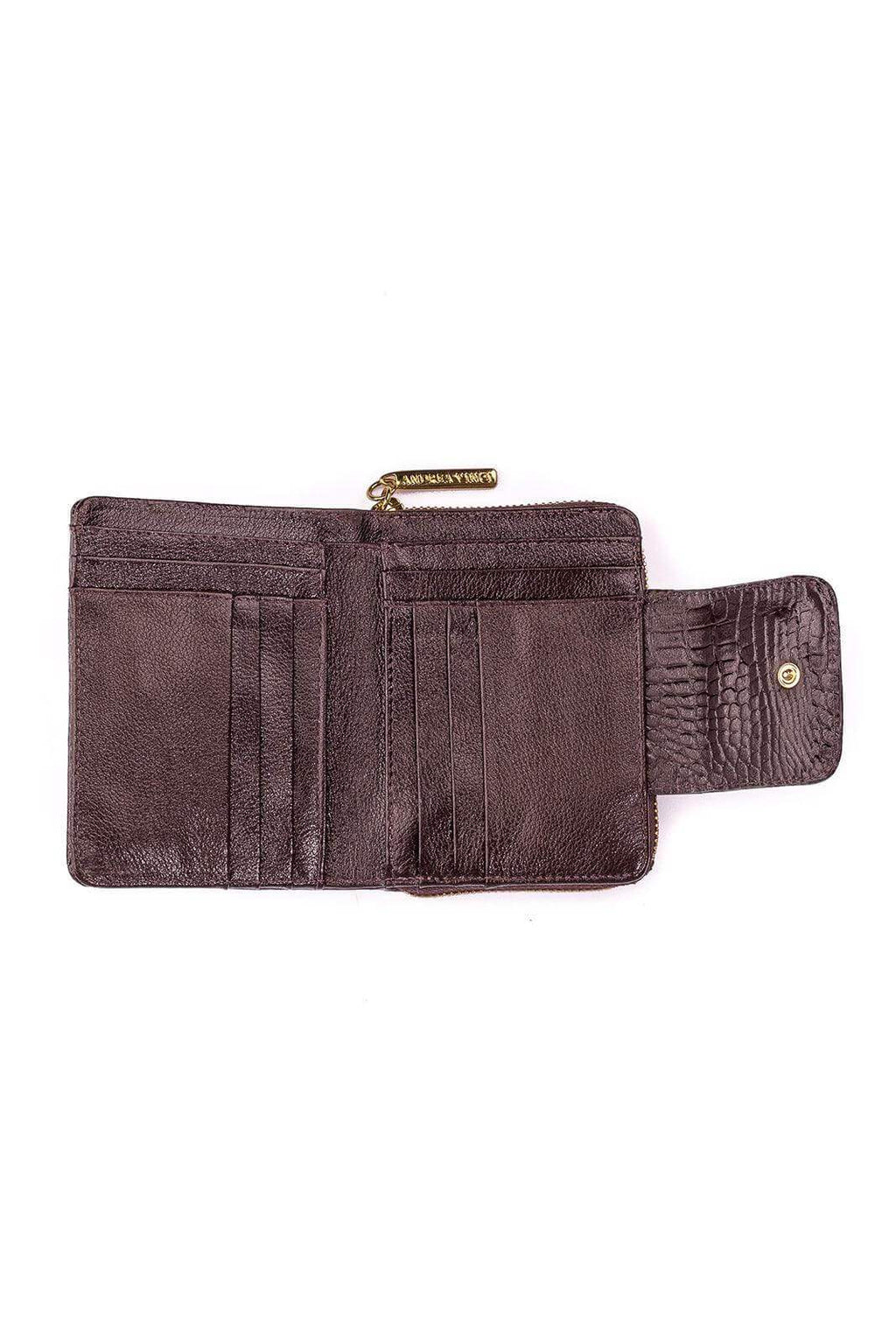 Carteira feminina de couro croco Lolla 10x13cm - Enluaze