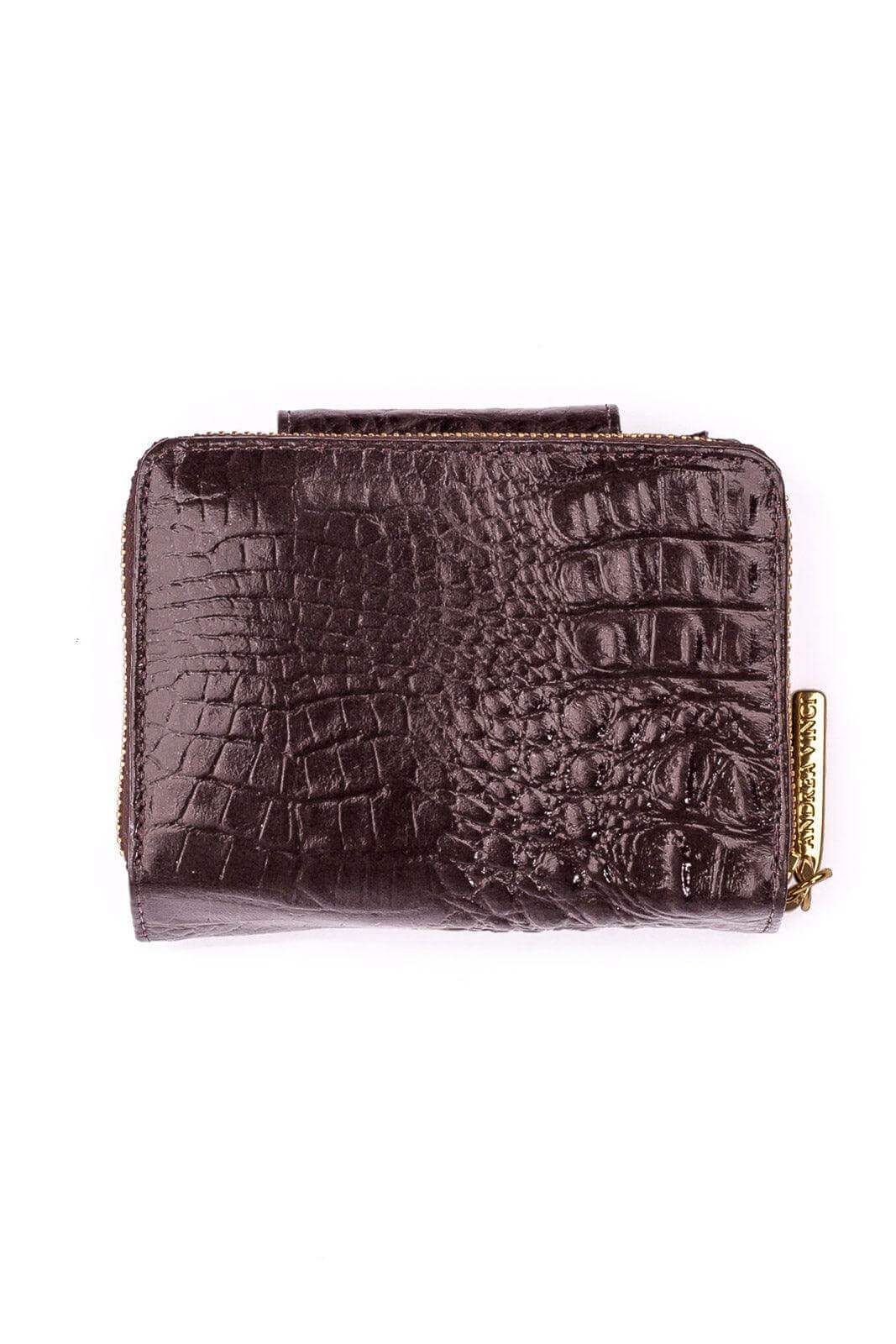 Carteira feminina de couro croco Lolla 10x13cm - Enluaze