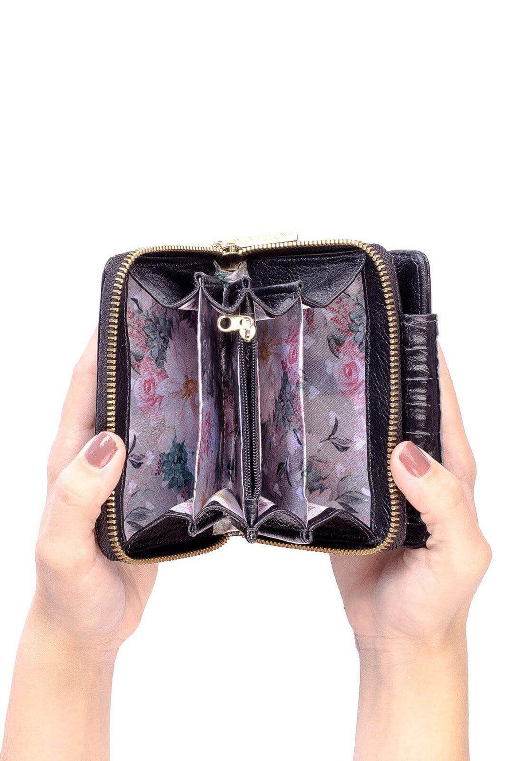 Carteira feminina de couro croco Lolla 10x13cm - Enluaze