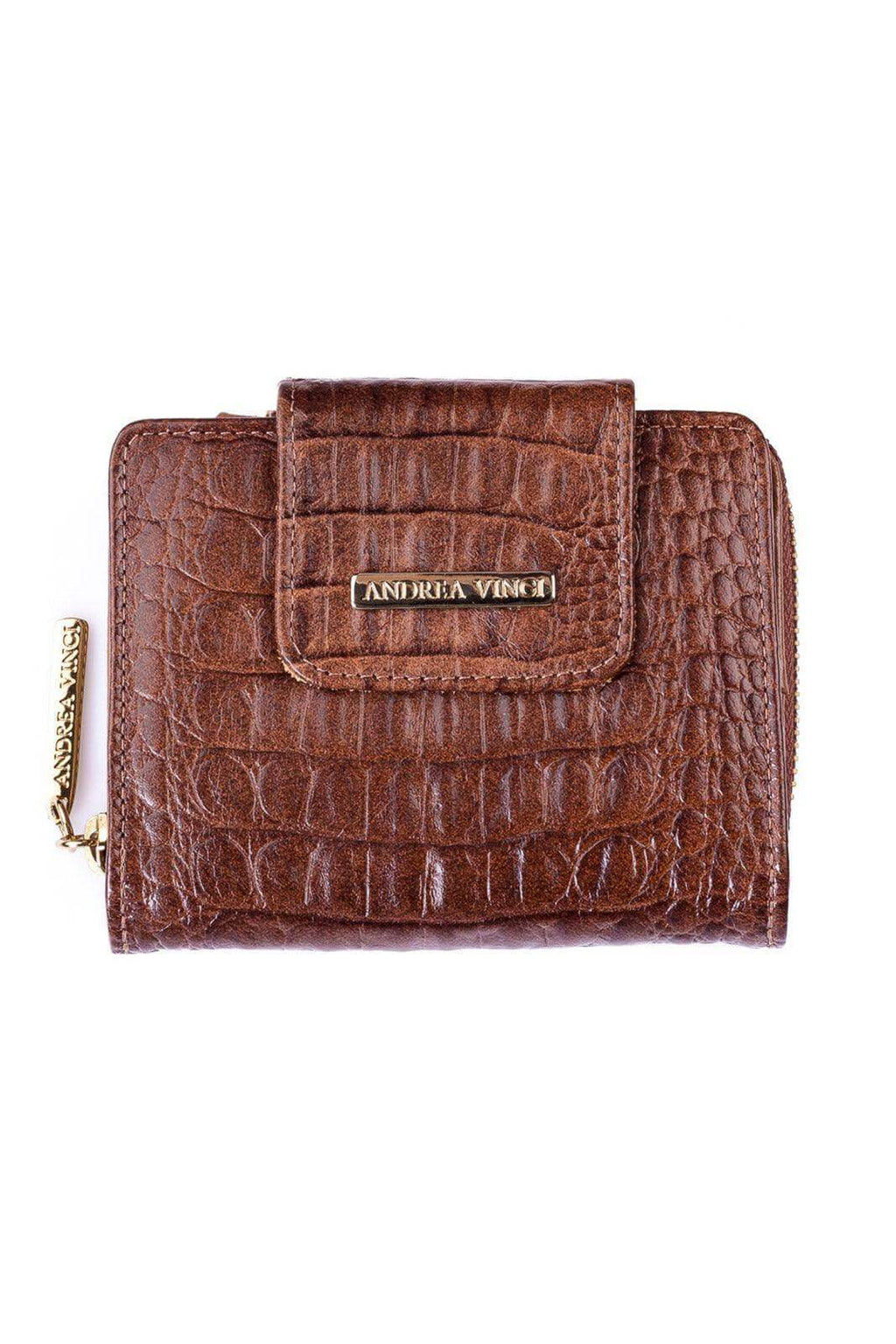 Carteira feminina de couro croco Lolla 10x13cm - Enluaze