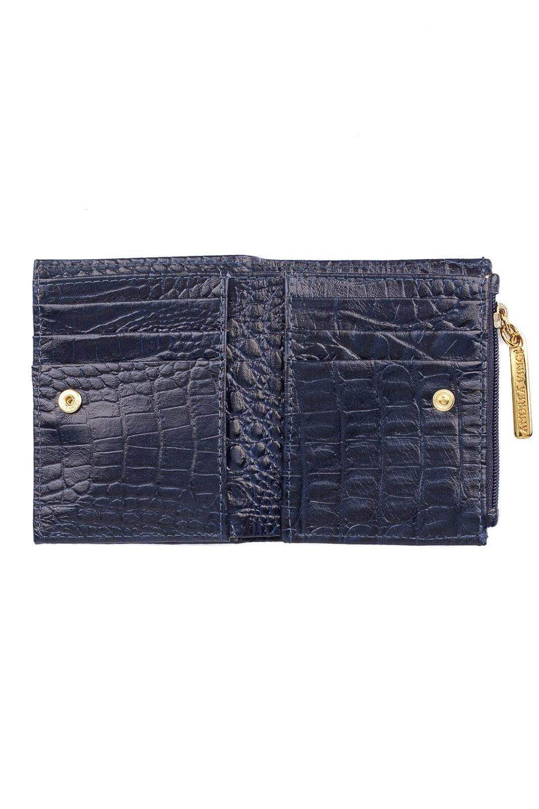 Carteira feminina de couro croco Lilian 11x9,5cm - Enluaze