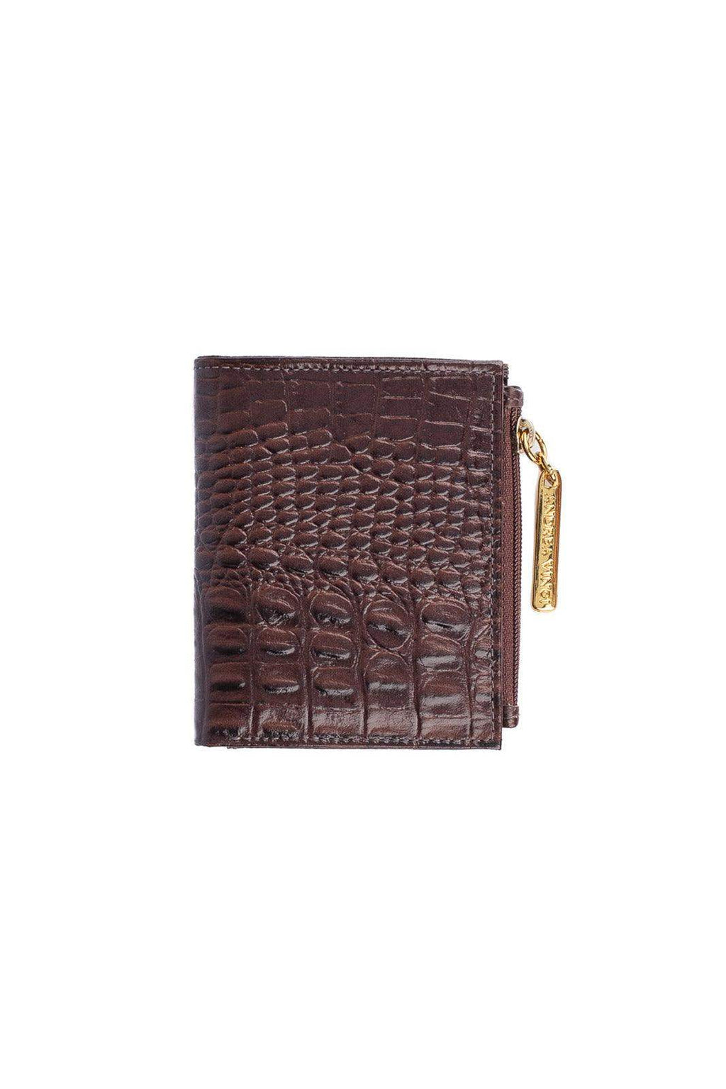 Carteira feminina de couro croco Lilian 11x9,5cm - Enluaze