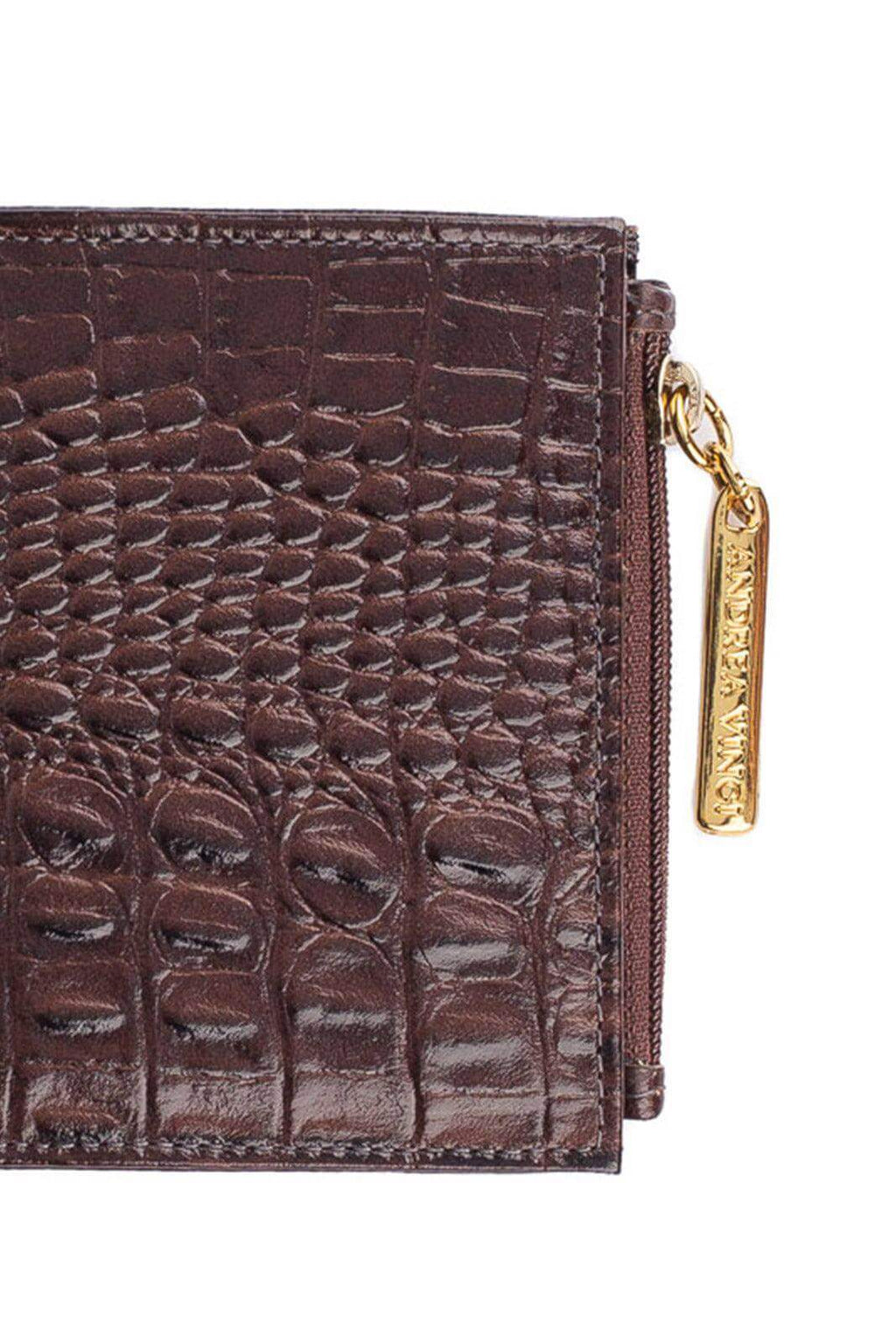 Carteira feminina de couro croco Lilian 11x9,5cm - Enluaze