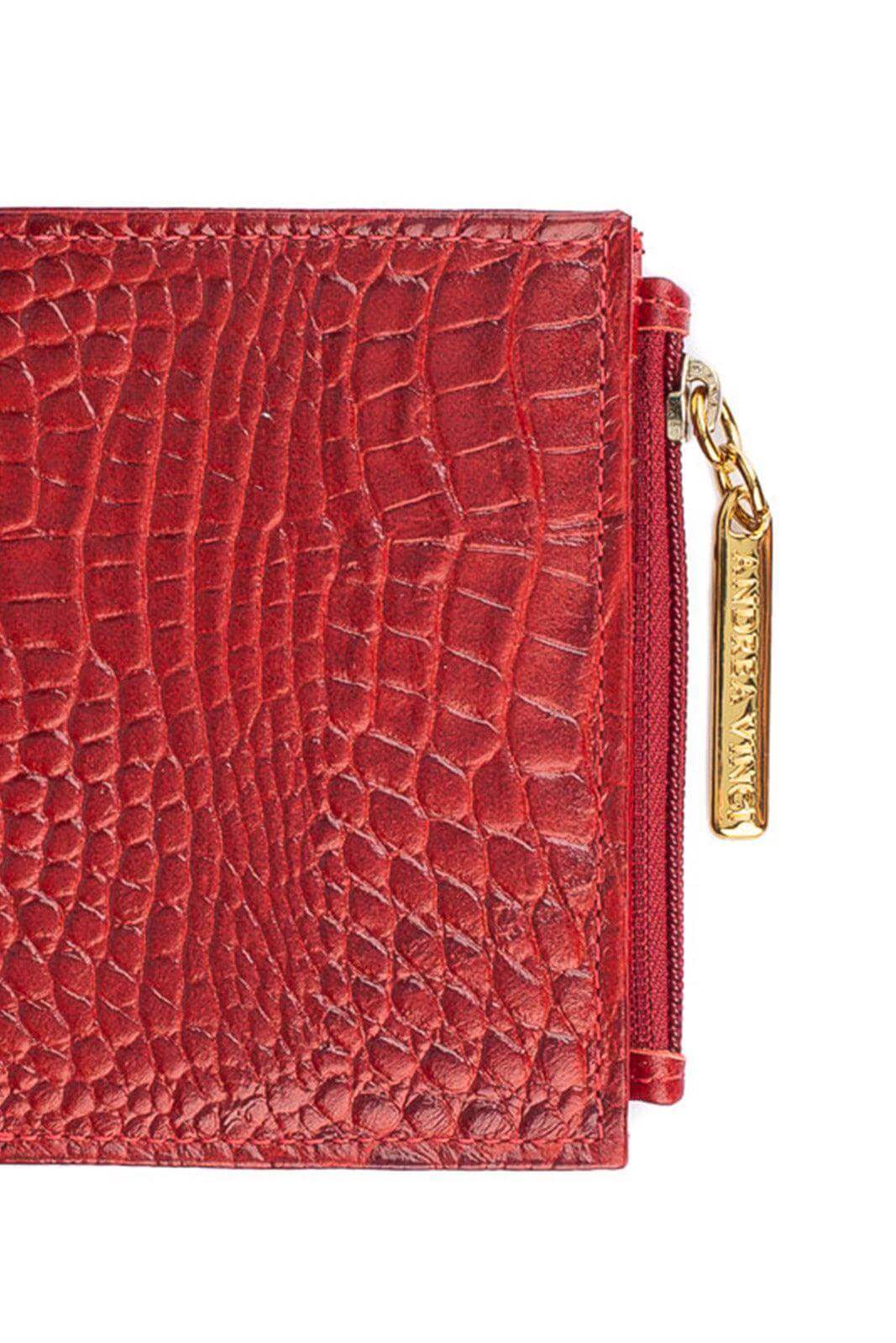 Carteira feminina de couro croco Lilian 11x9,5cm - Enluaze