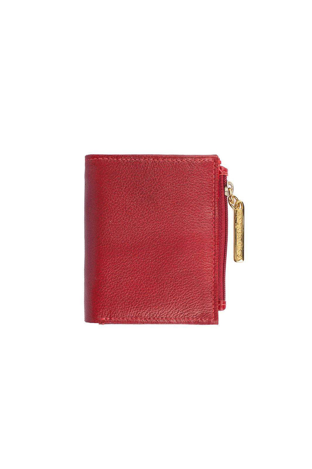 Carteira feminina de couro liso Lilian 11x9,5cm - Enluaze