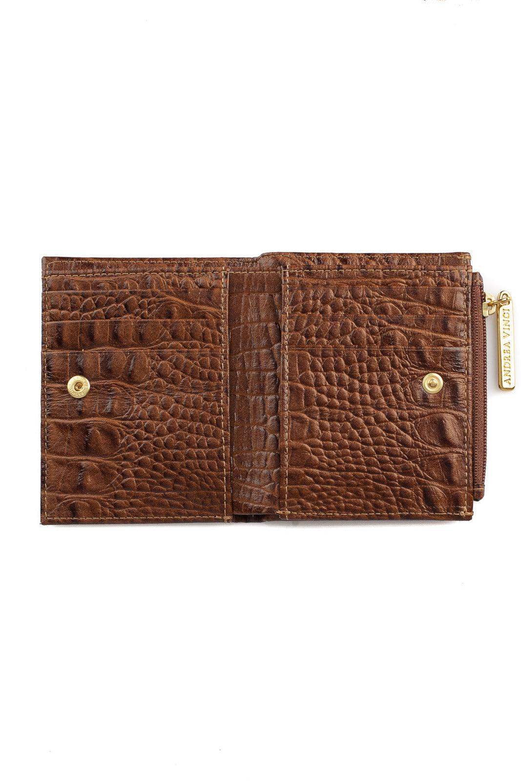 Carteira feminina de couro croco Lilian 11x9,5cm - Enluaze