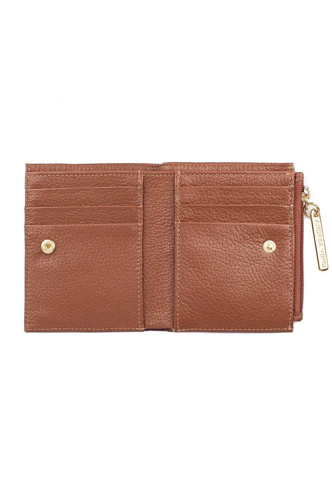 Carteira feminina de couro liso Lilian 11x9,5cm - Enluaze