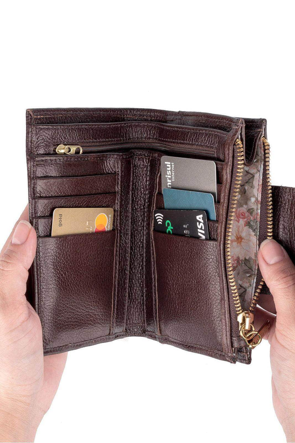 Carteira feminina de couro liso Lanna 10x15,5cm - Enluaze