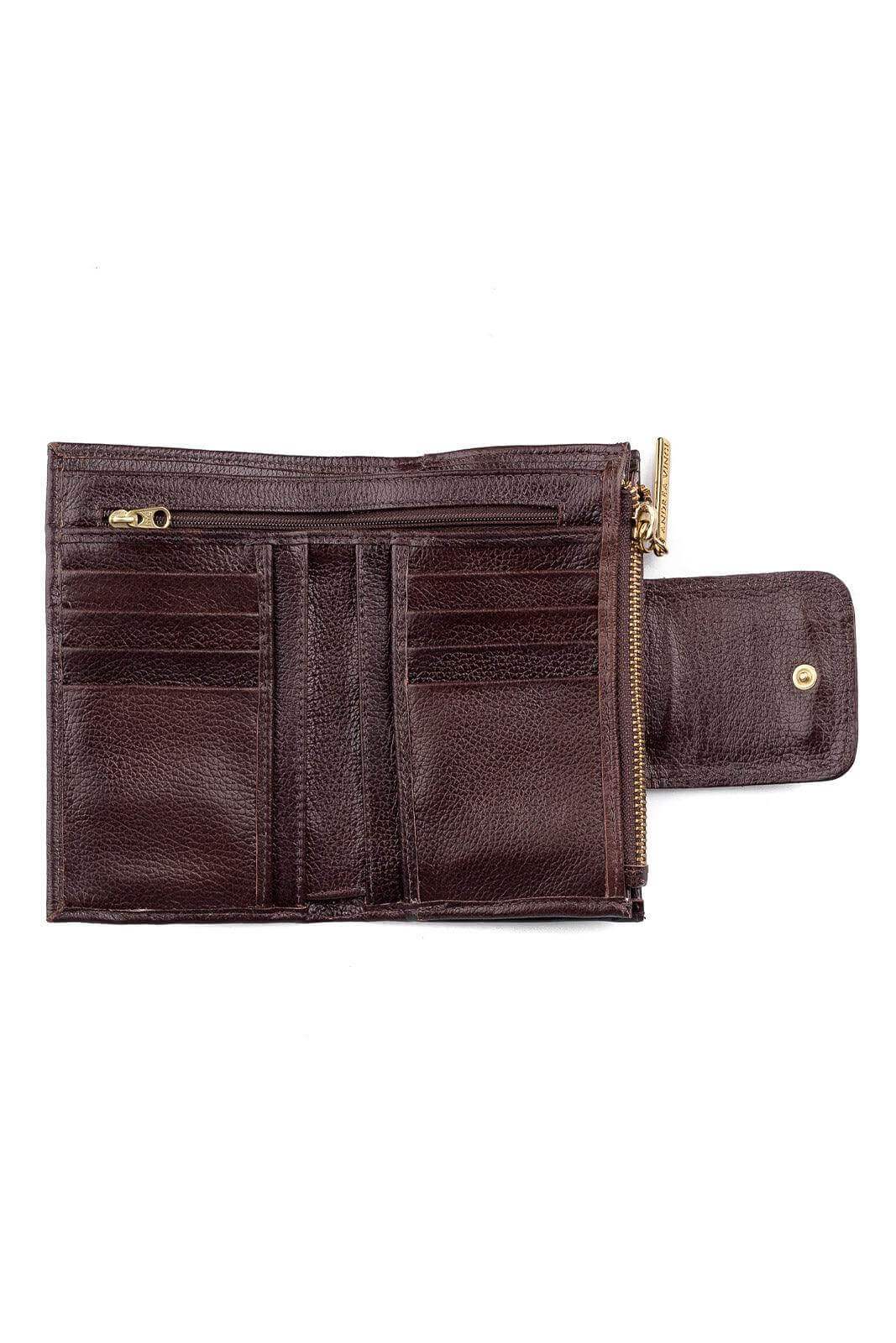 Carteira feminina de couro liso Lanna 10x15,5cm - Enluaze