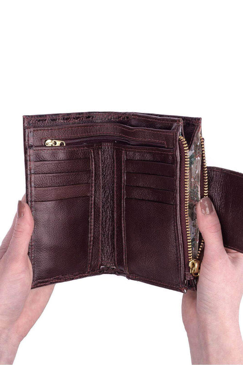 Carteira feminina de couro croco Lanna 10x15,5cm - Enluaze