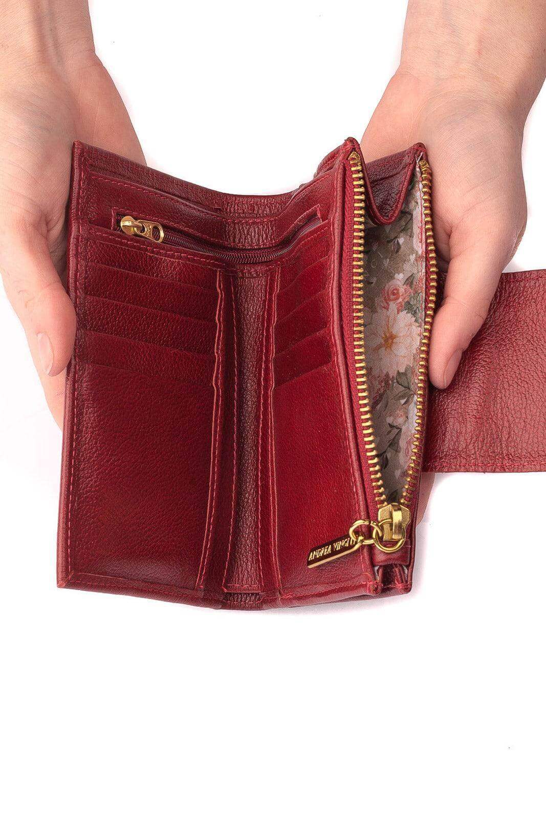 Carteira feminina de couro liso Lanna 10x15,5cm - Enluaze