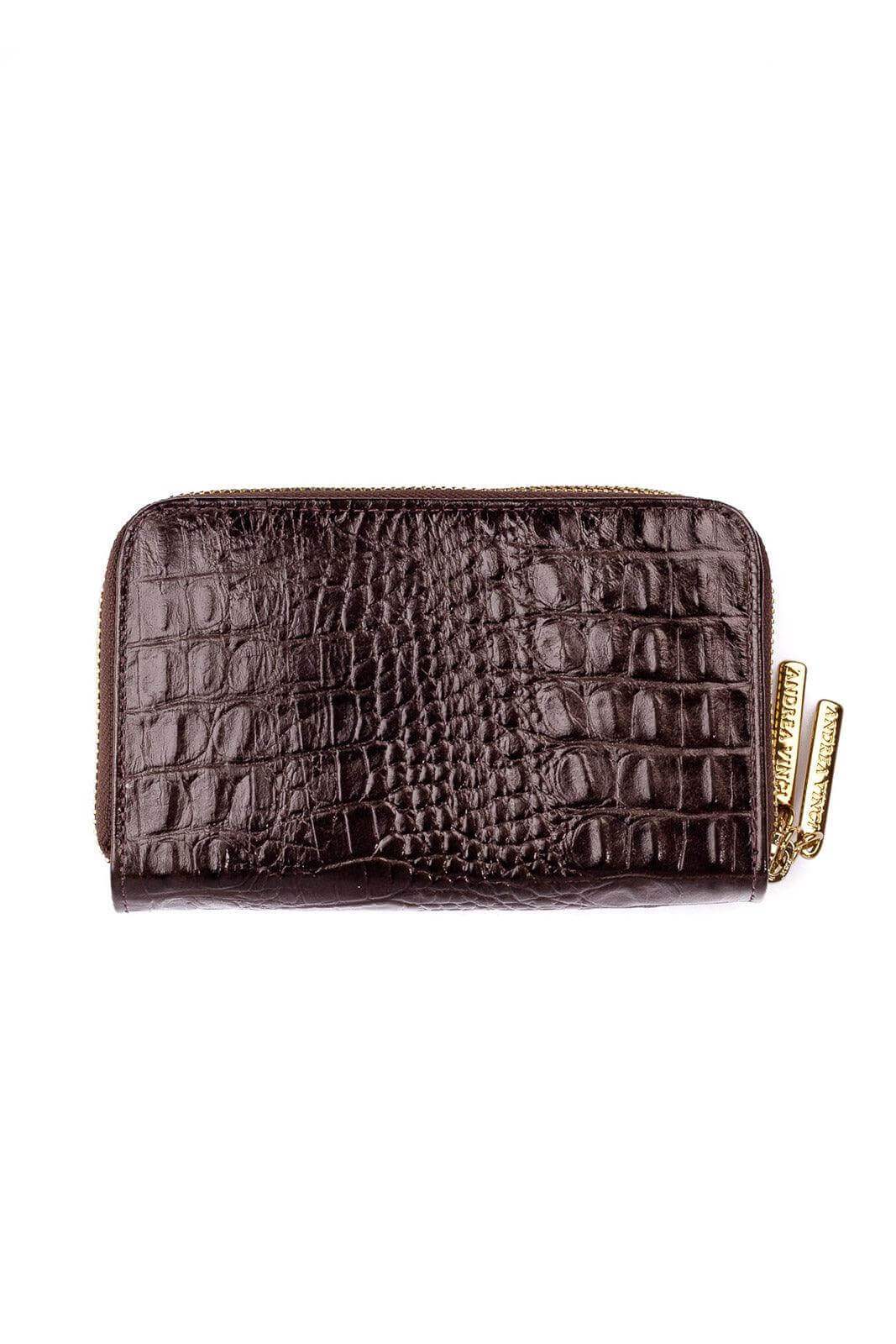 Carteira feminina de couro croco Martina 9,5x15,5cm - Enluaze