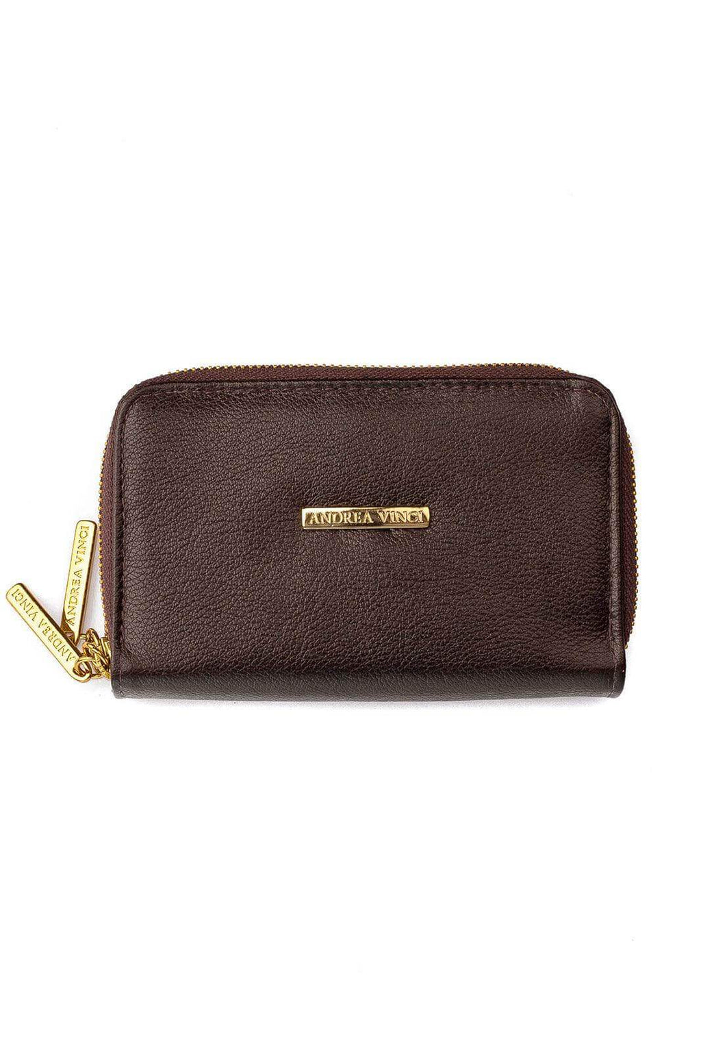 Carteira feminina de couro liso Martina 9,5x15,5cm - Enluaze