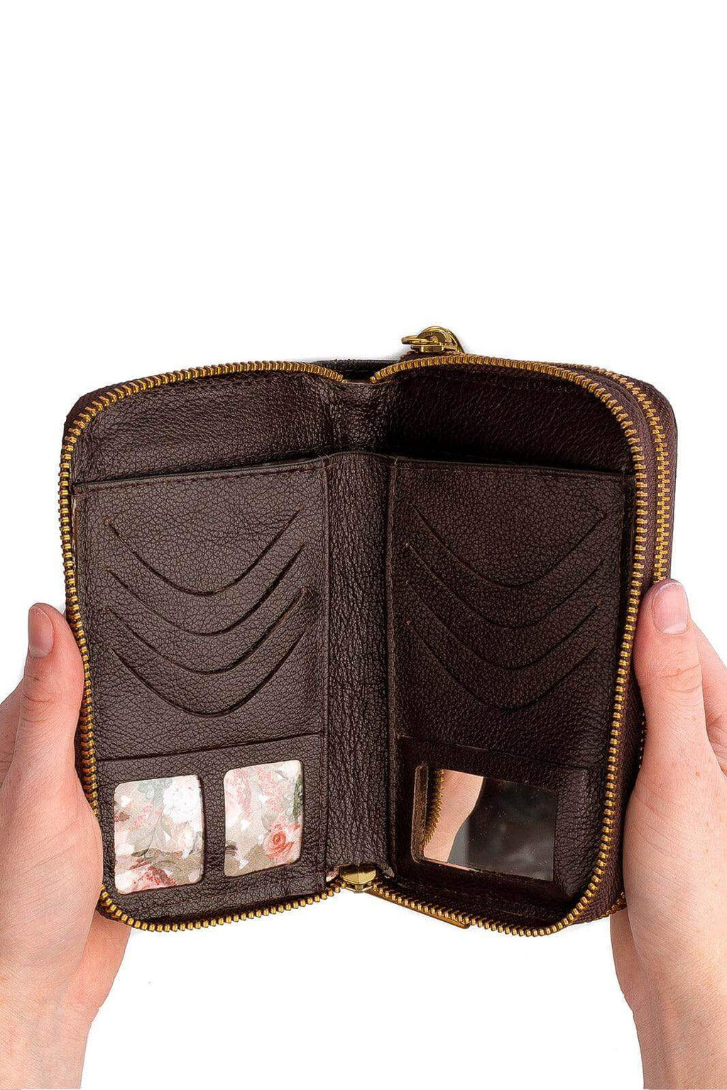 Carteira feminina de couro liso Martina 9,5x15,5cm - Enluaze