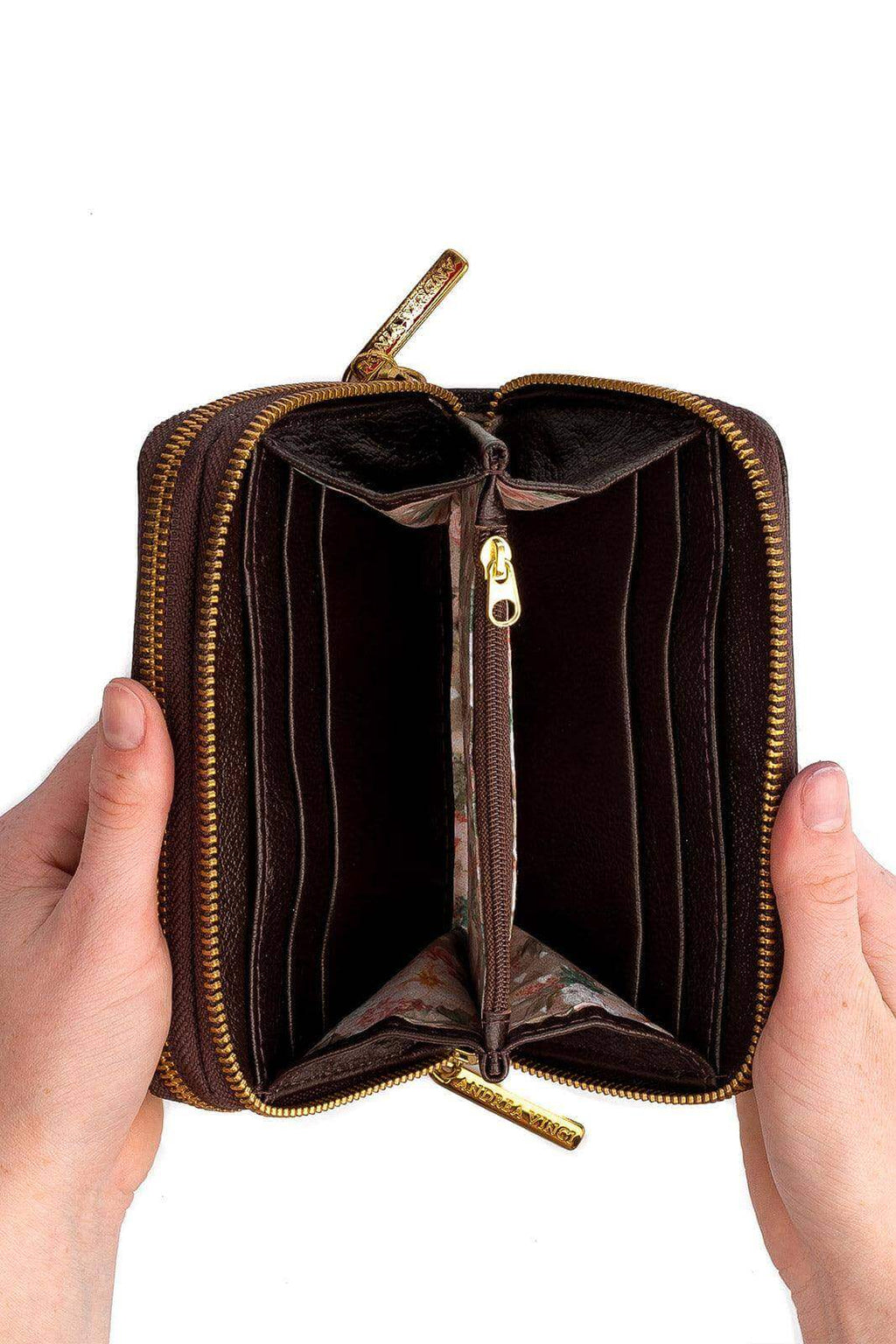 Carteira feminina de couro liso Martina 9,5x15,5cm - Enluaze