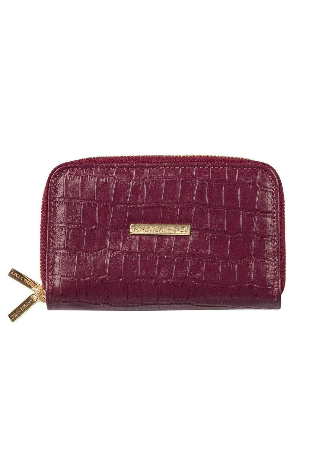 Carteira feminina de couro croco Martina 9,5x15,5cm - Enluaze