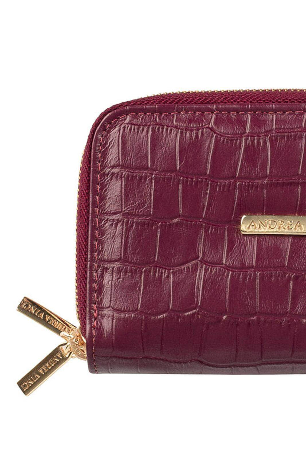 Carteira feminina de couro croco Martina 9,5x15,5cm - Enluaze