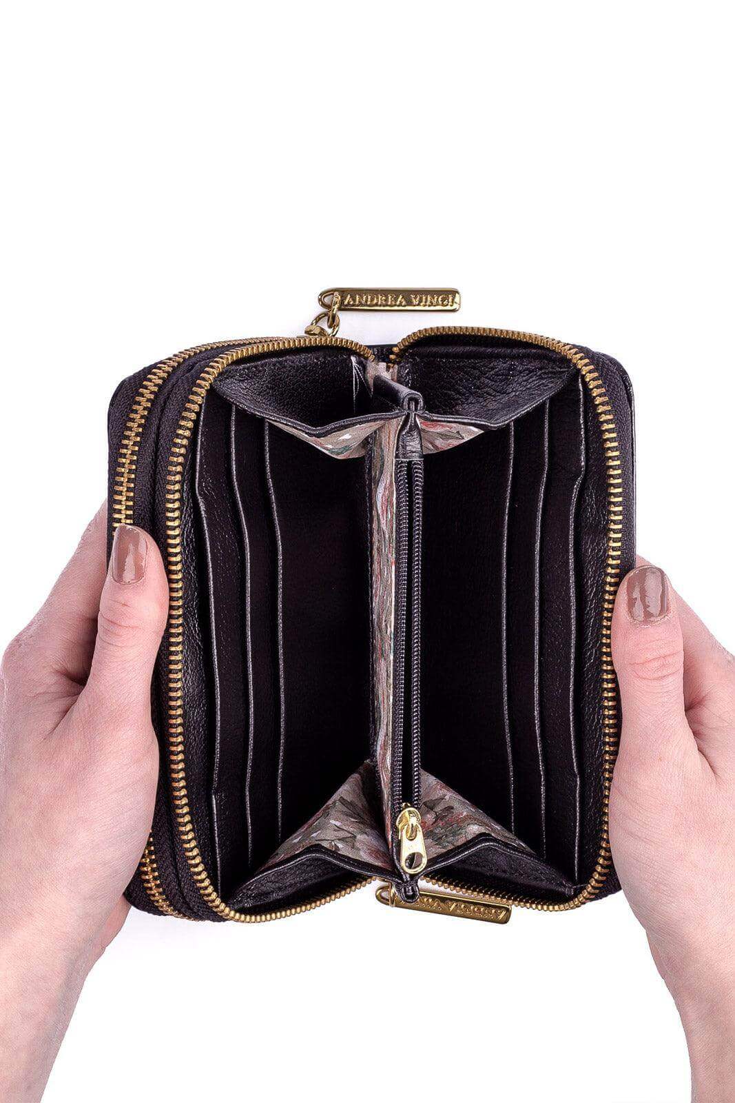 Carteira feminina de couro croco Martina 9,5x15,5cm - Enluaze