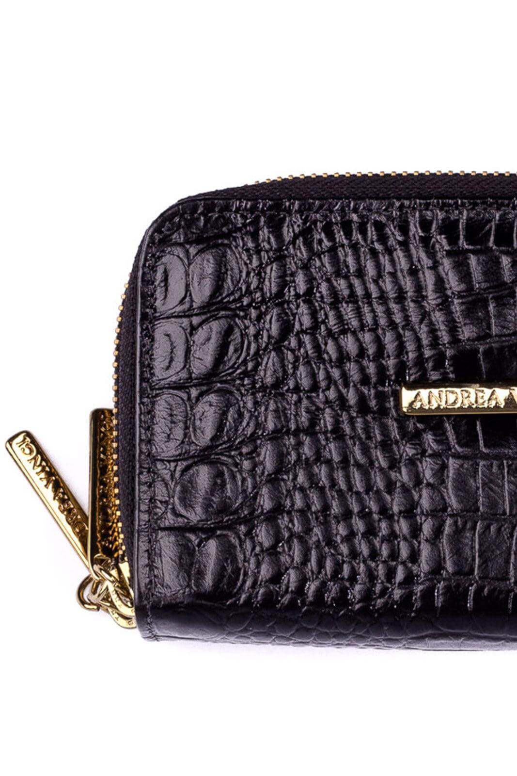 Carteira feminina de couro croco Martina 9,5x15,5cm - Enluaze