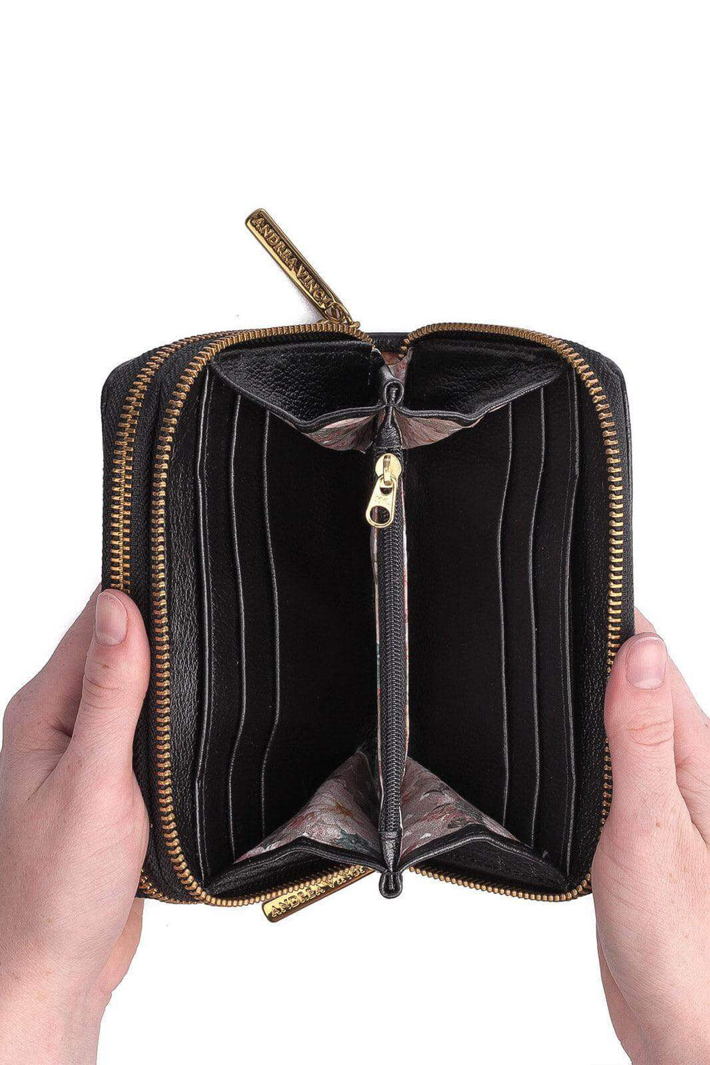 Carteira feminina de couro liso Martina 9,5x15,5cm - Enluaze