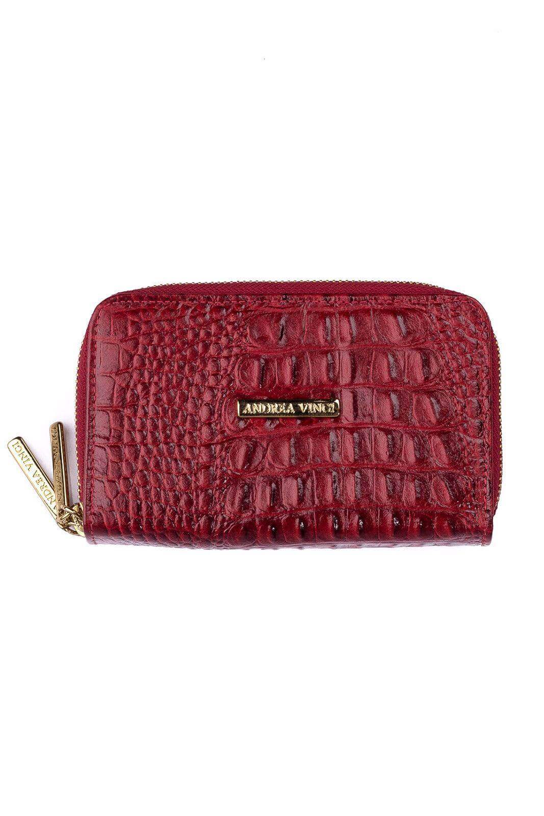 Carteira feminina de couro croco Martina 9,5x15,5cm - Enluaze