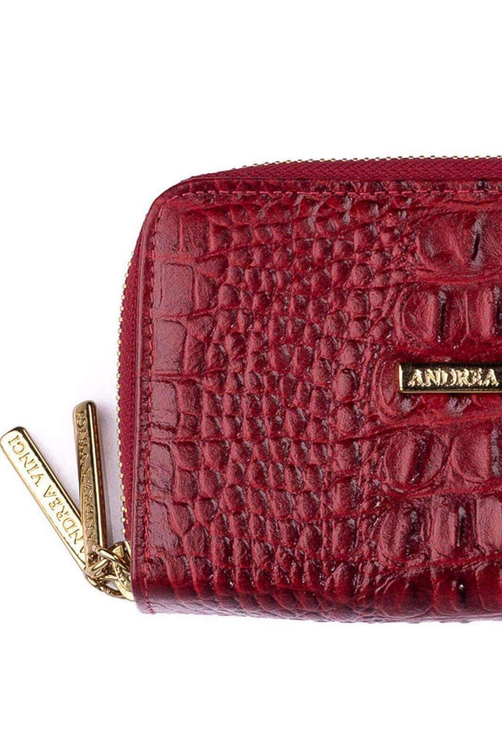 Carteira feminina de couro croco Martina 9,5x15,5cm - Enluaze