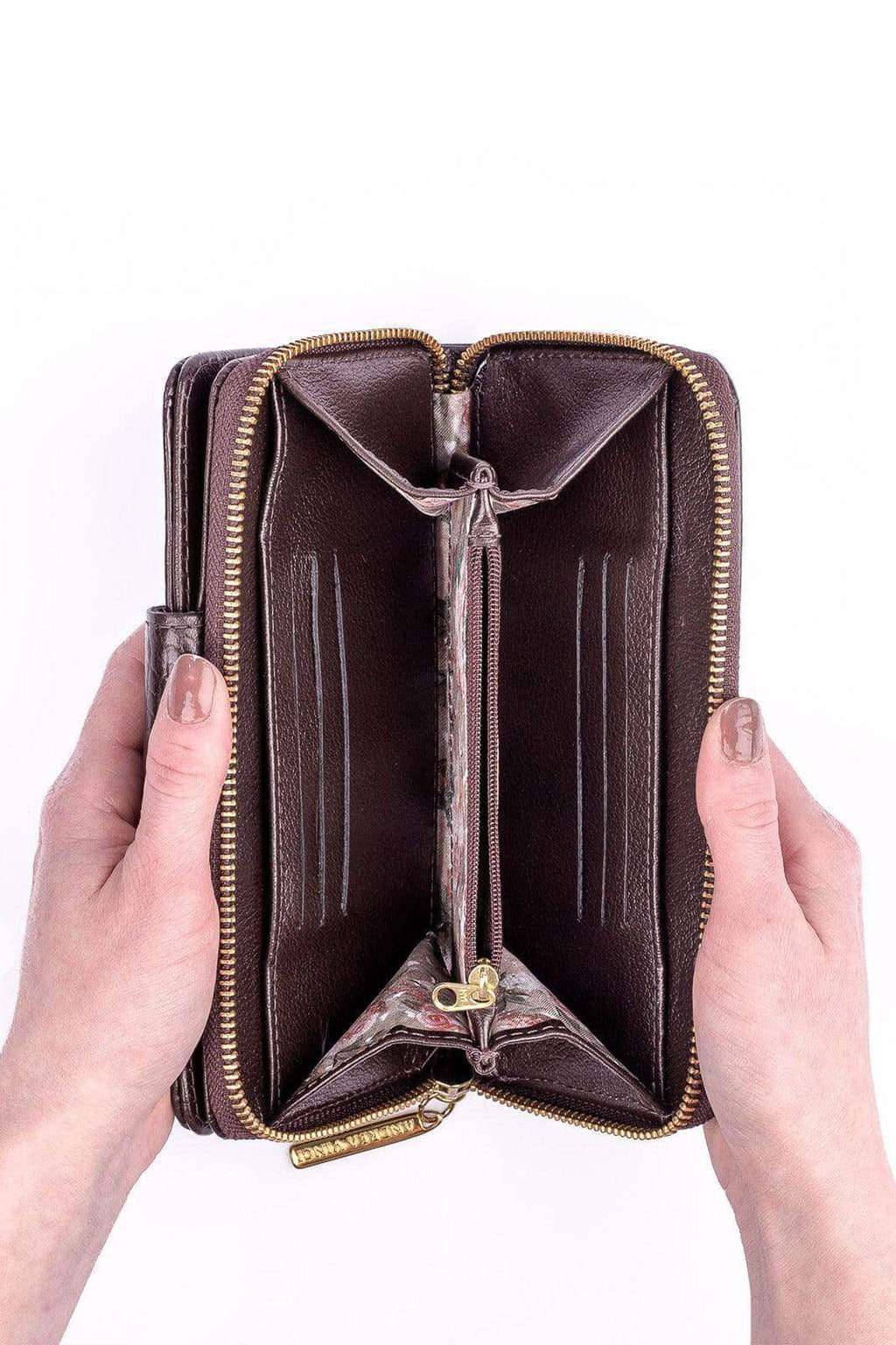 Carteira feminina de couro croco Cindy 9,5x19cm - Enluaze