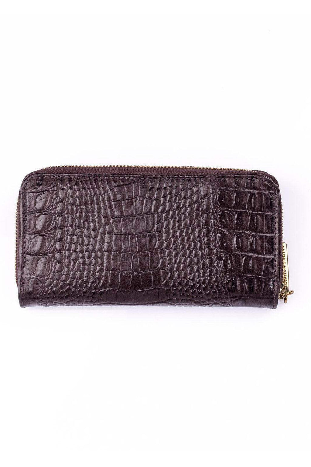 Carteira feminina de couro croco Cindy 9,5x19cm - Enluaze