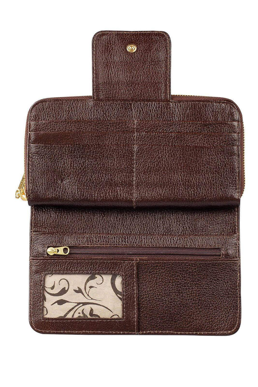 Carteira feminina de couro liso Cindy 9,5x19cm - Enluaze