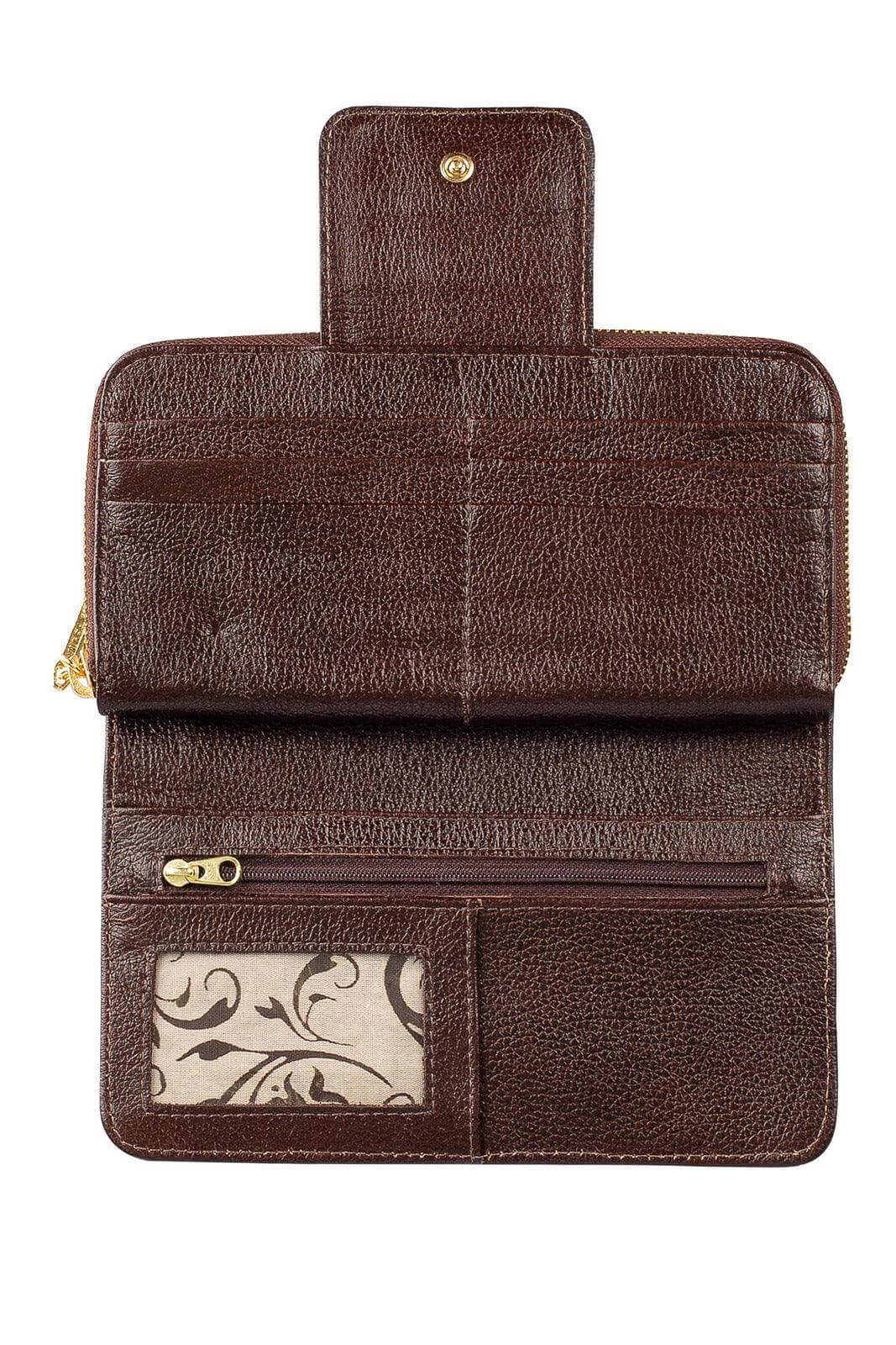 Carteira feminina de couro liso Cindy 9,5x19cm - Enluaze