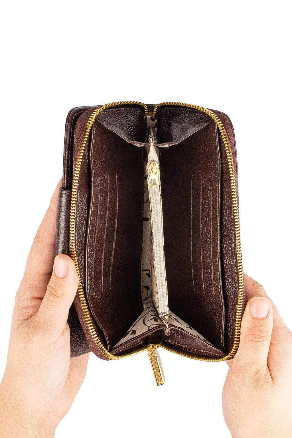 Carteira feminina de couro liso Cindy 9,5x19cm - Enluaze