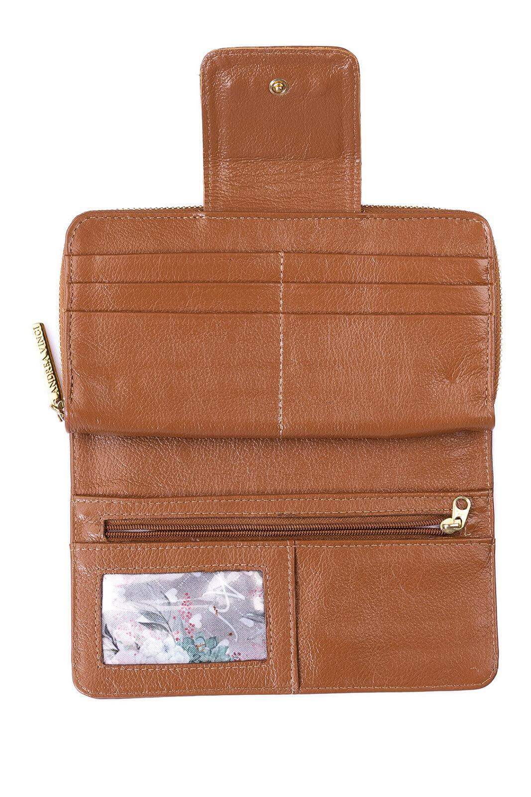 Carteira feminina de couro liso Cindy 9,5x19cm - Enluaze