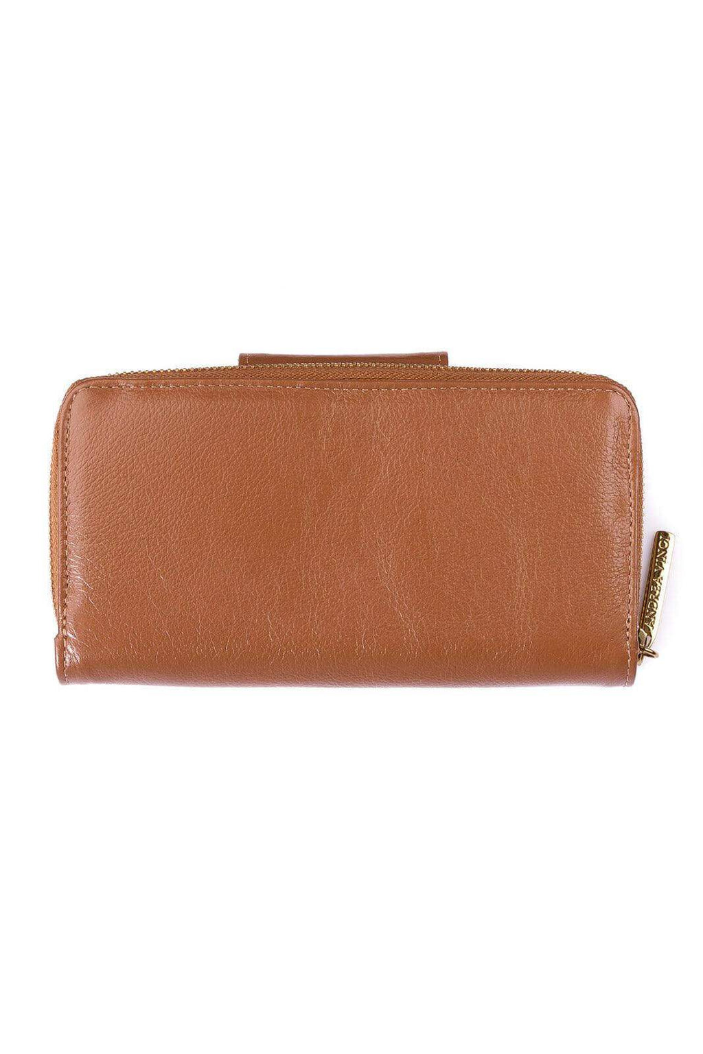 Carteira feminina de couro liso Cindy 9,5x19cm - Enluaze