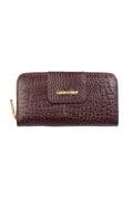 Carteira feminina de couro croco Cindy 9,5x19cm - Enluaze