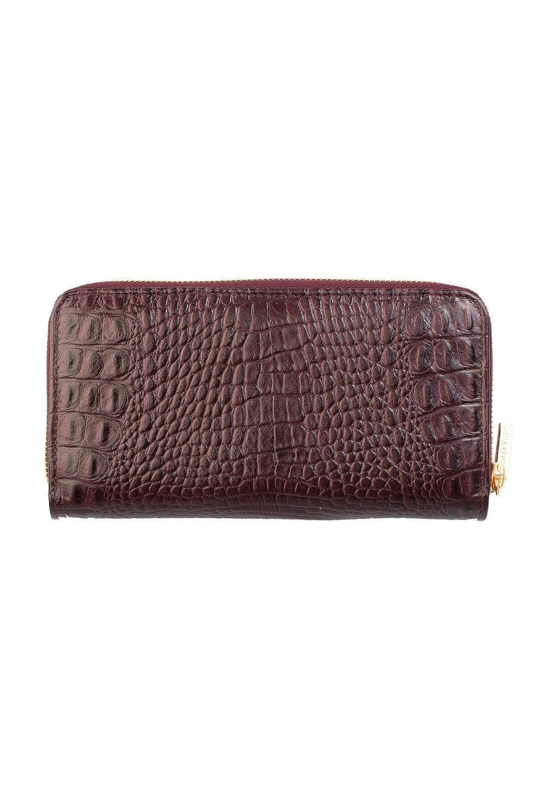 Carteira feminina de couro croco Cindy 9,5x19cm - Enluaze
