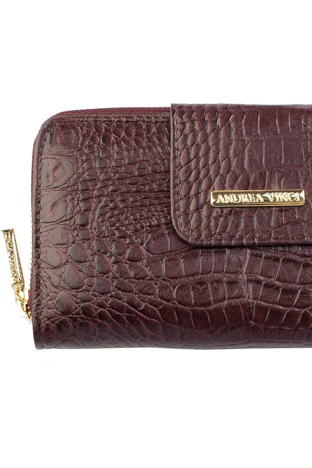 Carteira feminina de couro croco Cindy 9,5x19cm - Enluaze