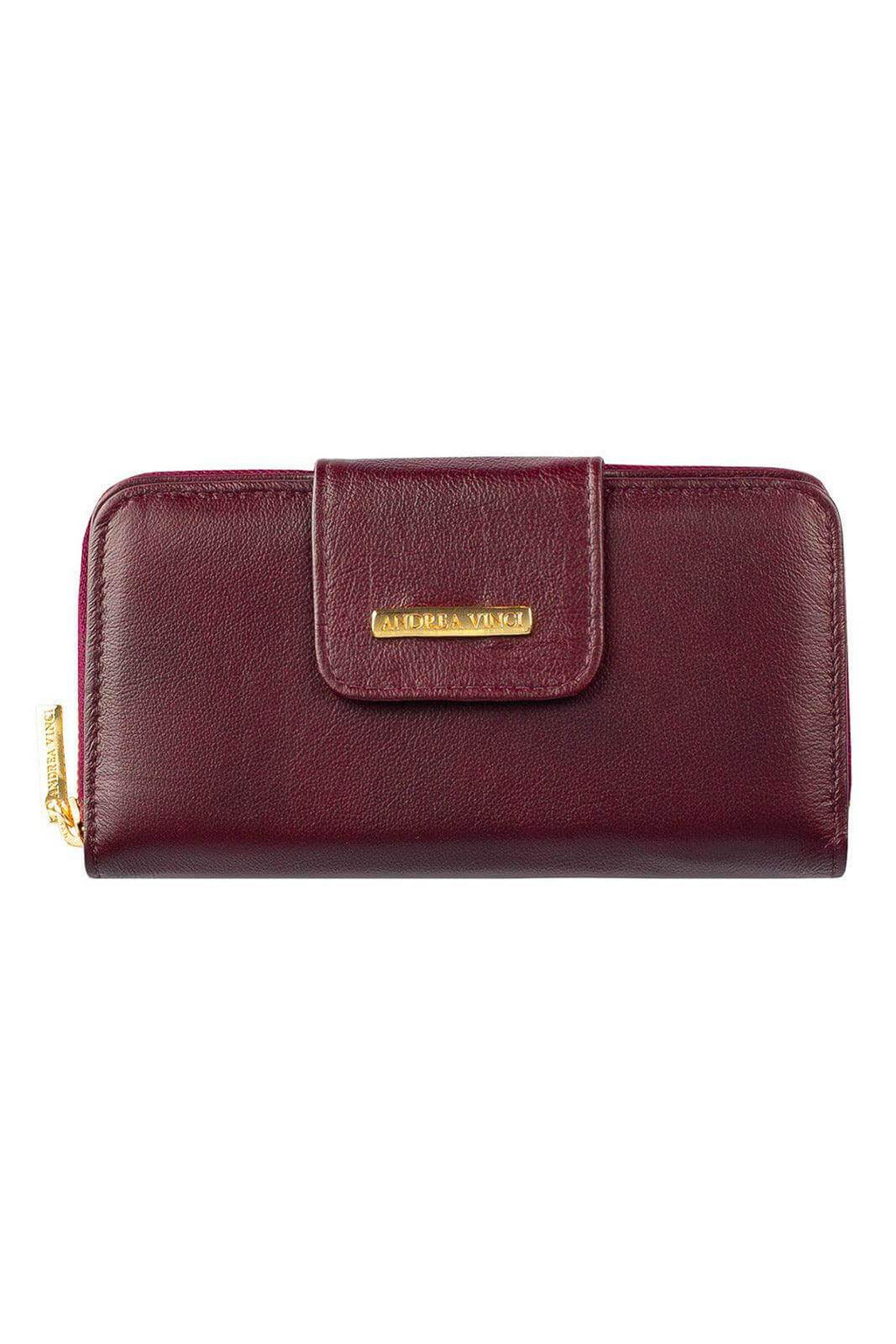 Carteira feminina de couro liso Cindy 9,5x19cm - Enluaze