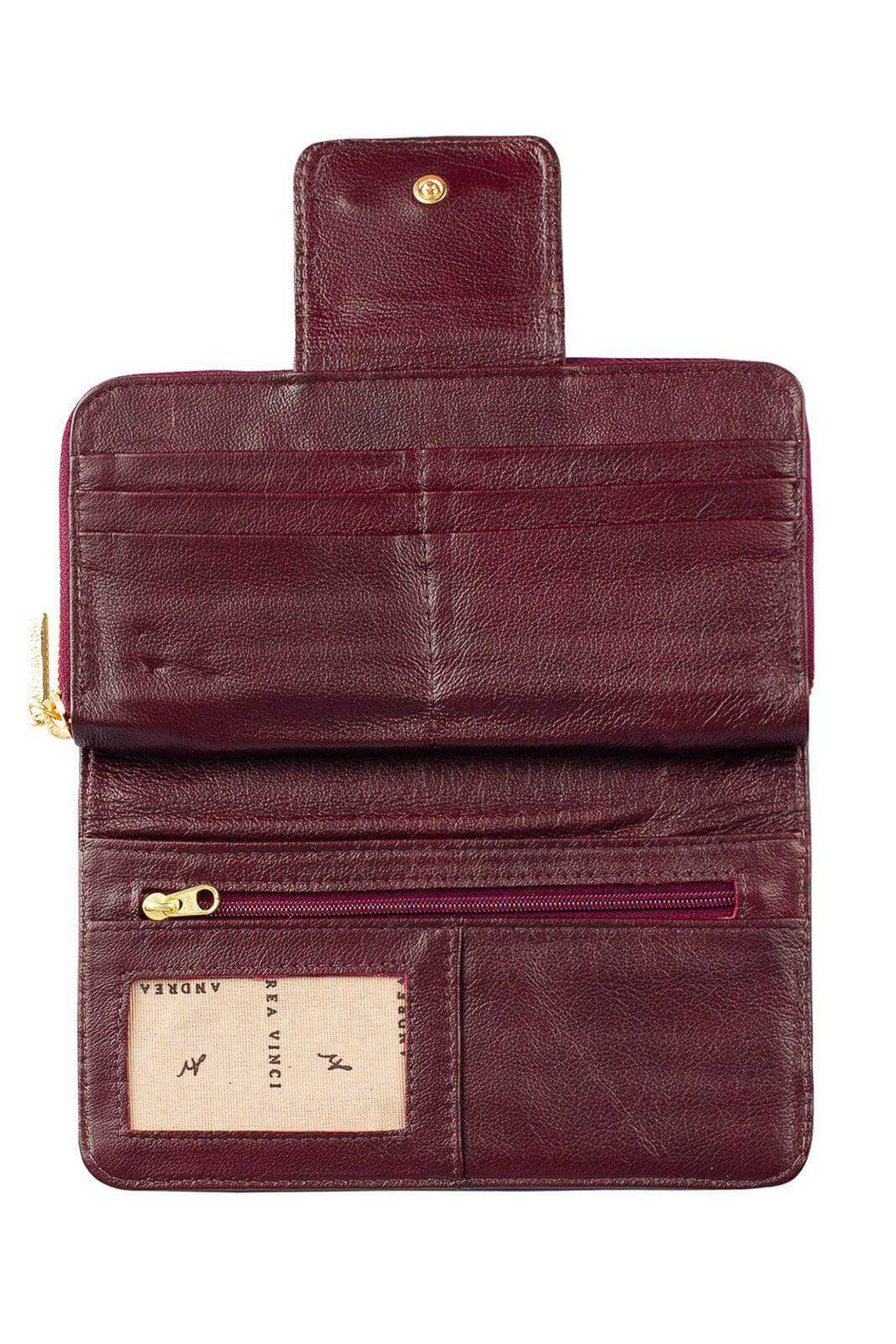 Carteira feminina de couro liso Cindy 9,5x19cm - Enluaze